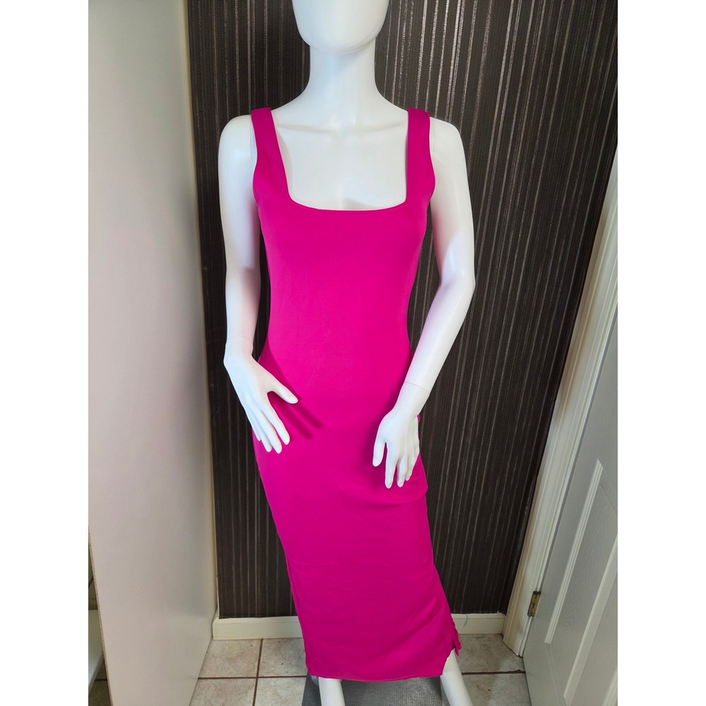 Good American Fuschia Pink Square Neck Bodycon Maxi Dress GDK0180 Size S